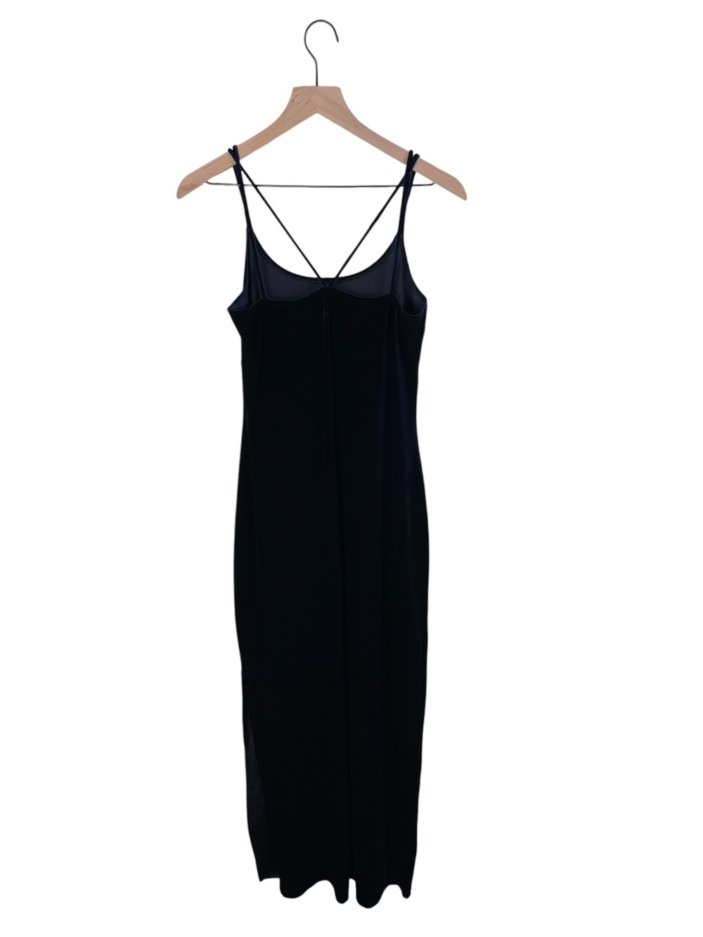 Vintage 90s Y2K Deep Blue Velvet Glitter Flower Maxi Dress Whimsigoth Fairycore - Picture 12 of 12